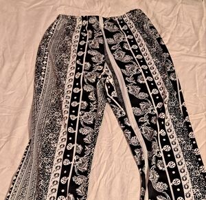 black and white flared y2k pants